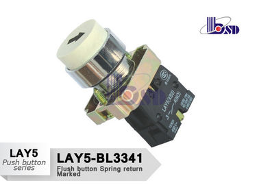 LAY5（XB2）-BL3341 white color spring return flat button push button swithes，Convex button Spring return， Marked